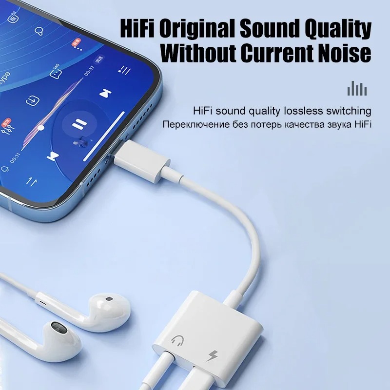 Audio Adapter For iPhone 14 13 - Earphone Splitter Jack 评论和价格