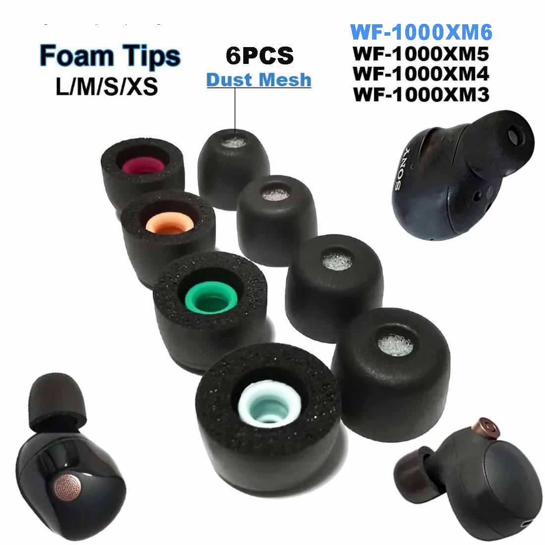 6PCS  Memory Foam Ear Tips Cus - Earphone Foam Tip 评论和价格